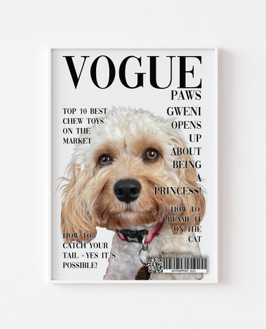 The Vogue Paws Magazine Cover Custom Pet Pawtrait